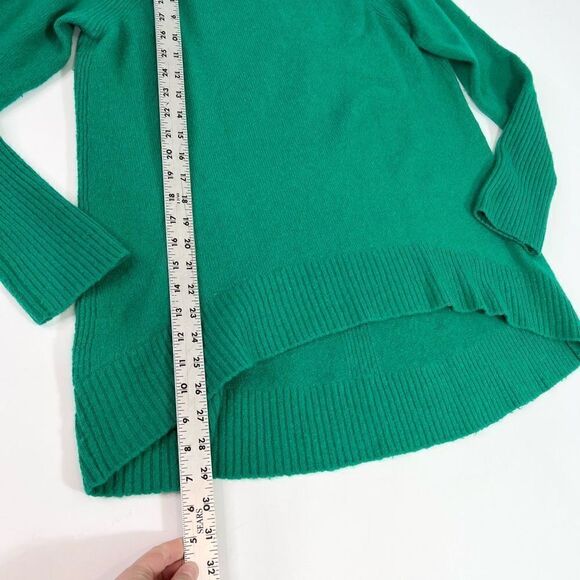 Halogen Wool Blend Sweater Womens Medium Green Turtleneck Raglan Sleeves Hi-Low - Picture 4 of 8
